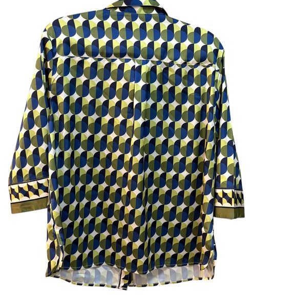 Anthropologie Shirt Womens Large Multicolor Geometric Button Up 3/4 Sleeve Top - Picture 4 of 7